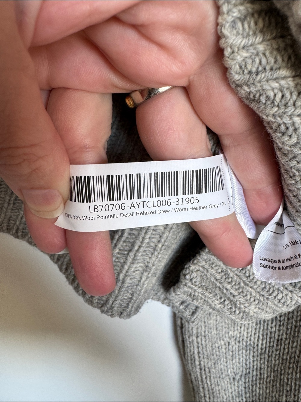 EUC QUINCE 100% Yak Wool Pointelle Detail Relaxed Crew Warm Heather Grey Size XL - Picture 12 of 15